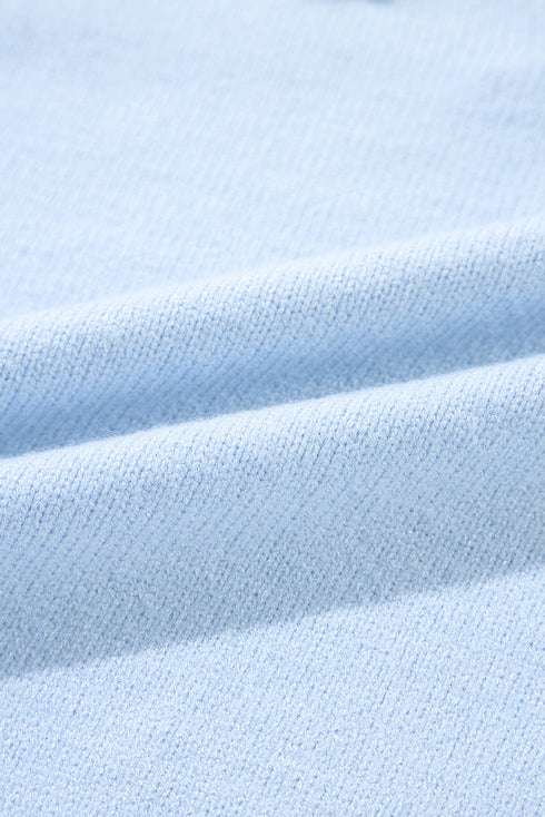 Flower Detail Knitted Notched Neck Sweater