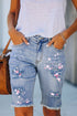 Flower Leopard Patchwork Distressed Denim Graphic Pants