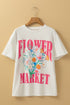 Flower Market Botanical Graphic Print Short Sleeve Cotton Tee