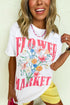 Flower Market Botanical Graphic Print Short Sleeve Cotton Tee