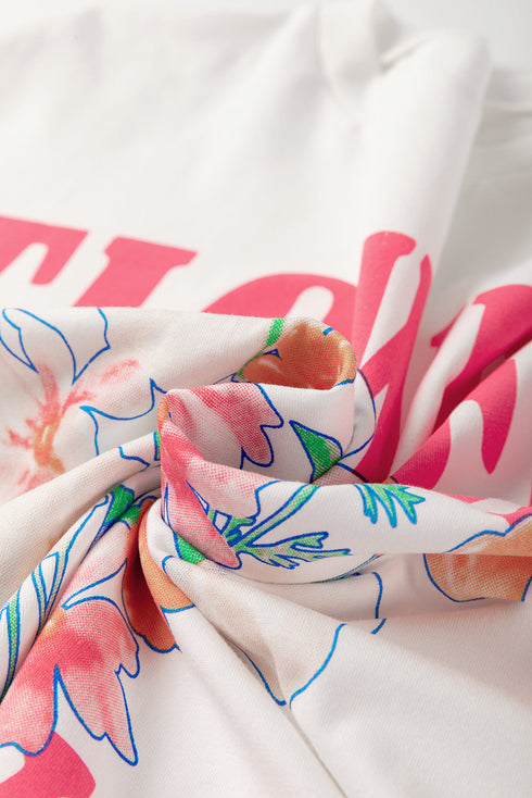 Flower Market Botanical Graphic Print Short Sleeve Cotton Tee