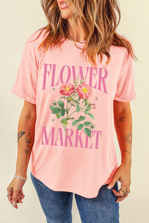 Flower Market Graphic Print Short Sleeve Crewneck Tee