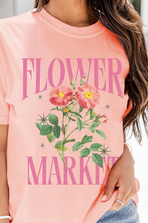 Flower Market Graphic Print Short Sleeve Crewneck Tee