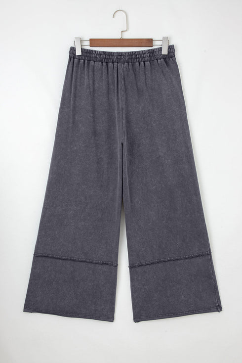 Flower Patch Washed Terry Cropped Wide Leg Pants
