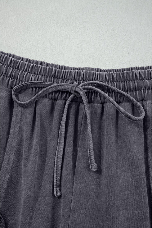 Flower Patch Washed Terry Cropped Wide Leg Pants
