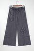 Flower Patch Washed Terry Cropped Wide Leg Pants