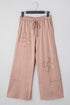 Flower Patch Washed Terry Cropped Wide Leg Pants