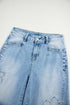 Flower Patched Cropped High Waist Denim Jeans