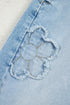 Flower Patched Cropped High Waist Denim Jeans