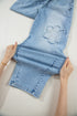 Flower Patched Cropped High Waist Denim Jeans