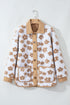 Flower Pattern Button Up Sherpa Fleece Jacket