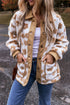 Flower Pattern Button Up Sherpa Fleece Jacket