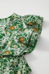Flower Print Flutter Sleeve V Neck Sashed Ruffled Mini Dress