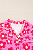 Flower Print Long Sleeve Shirt Shorts Pajamas Set