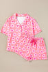 Flower Print Short Sleeve Shirt Pajamas Set