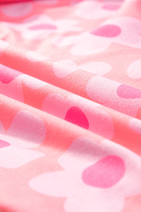 Flower Print Short Sleeve Shirt Pajamas Set