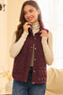 Flower Shape Quilted Snap Button Zip Up Vest