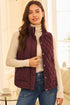 Flower Shape Quilted Snap Button Zip Up Vest