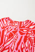 Flowy Abstract Print V Neck Oversized Batwing Blouse