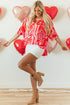 Flowy Abstract Print V Neck Oversized Batwing Blouse
