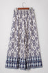 Flowy Bohemian Pattern Print High Waisted Wide Leg Pants