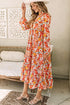 Flowy Floral Print Collared Tiered Midi Dress