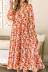 Flowy Floral Print Collared Tiered Midi Dress