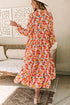 Flowy Floral Print Collared Tiered Midi Dress