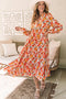 Flowy Floral Print Collared Tiered Midi Dress