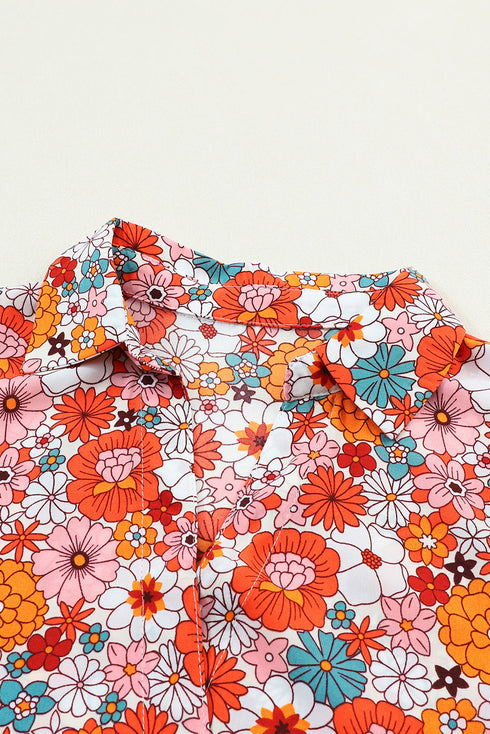Flowy Floral Print Collared Tiered Midi Dress