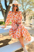 Flowy Floral Print Collared Tiered Midi Dress