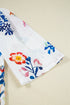 Flowy Floral Print Tassel Tie Bracelet Sleeve Blouse