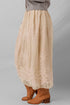 Flowy Solid Embroidered Mesh Overlay Long Skirt