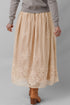 Flowy Solid Embroidered Mesh Overlay Long Skirt