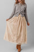 Flowy Solid Embroidered Mesh Overlay Long Skirt