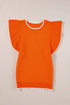Flutter Sleeve Contrast Trim Knit Sweater Top
