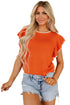 Flutter Sleeve Contrast Trim Knit Sweater Top