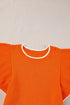 Flutter Sleeve Contrast Trim Knit Sweater Top