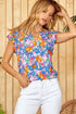 Flutter Sleeve Floral Print Blouse
