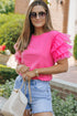 Flutter Sleeve Round Neck Relaxed Fit Woven Top
