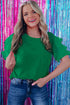Flutter Sleeve Round Neck Relaxed Fit Woven Top