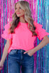 Flutter Sleeve Round Neck Relaxed Fit Woven Top