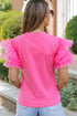 Flutter Sleeve Round Neck Relaxed Fit Woven Top