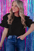 Flutter Sleeve Round Neck Relaxed Fit Woven Top