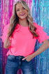 Flutter Sleeve Round Neck Relaxed Fit Woven Top