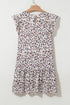 Flutter Sleeve Tiered Hem Animal Print Keyhole Back Mini Dress
