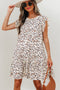 Flutter Sleeve Tiered Hem Animal Print Keyhole Back Mini Dress