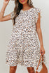 Flutter Sleeve Tiered Hem Animal Print Keyhole Back Mini Dress