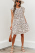 Flutter Sleeve Tiered Hem Animal Print Keyhole Back Mini Dress