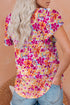 Flutter Sleeves Floral Print Top